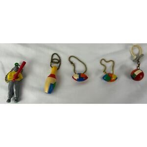 Vintage 1950s Sports Game Puzzle Keychain Lot Football Bowling Toys